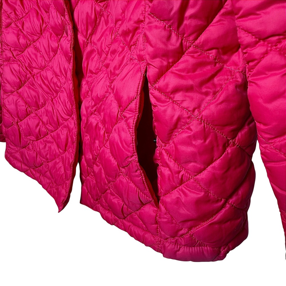 LL Bean Womens Quilted Jacket Pink Button Front Collared Diamond Stitch L Petite - Picture 5 of 11